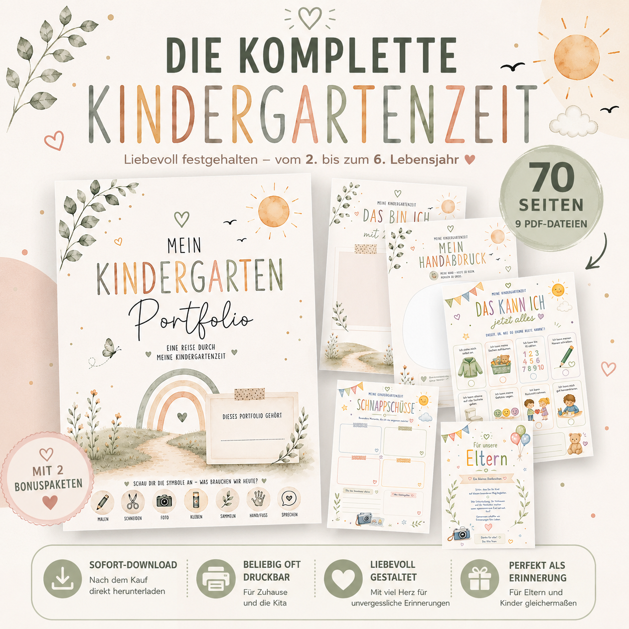 Kindergarten Portfolio mit 2 Bonuspaketen